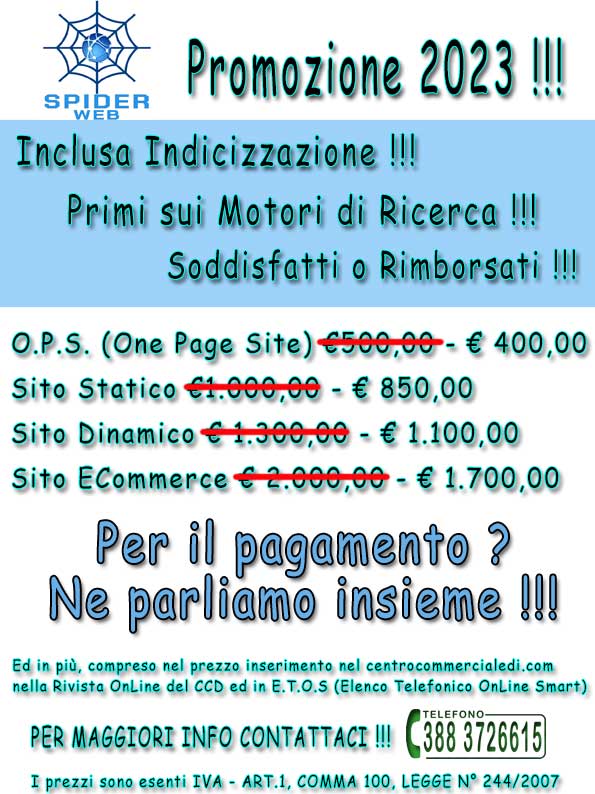 PROMO SPIDER WEB CREAZIONE SITI 2023