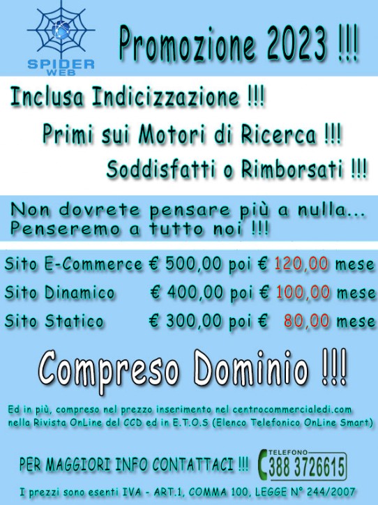 PROMO SPIDER WEB CREAZIONE SITI 2023