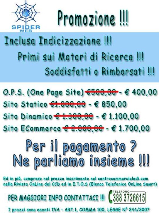 PROMO SPIDER WEB CREAZIONE SITI