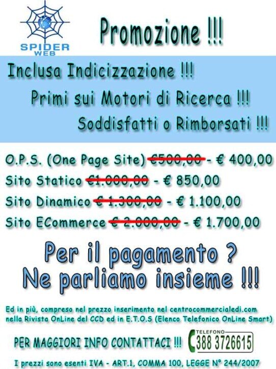 PROMO SPIDER WEB CREAZIONE SITI 2023