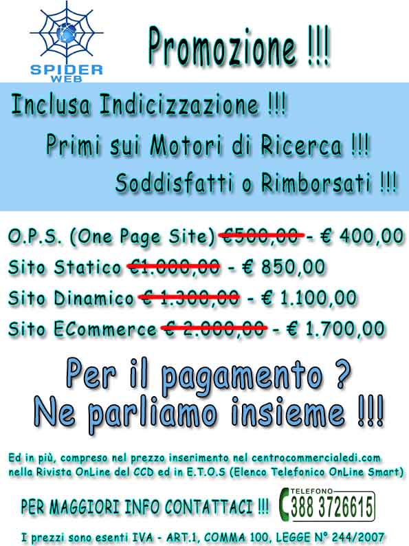 PROMO SPIDER WEB CREAZIONE SITI
